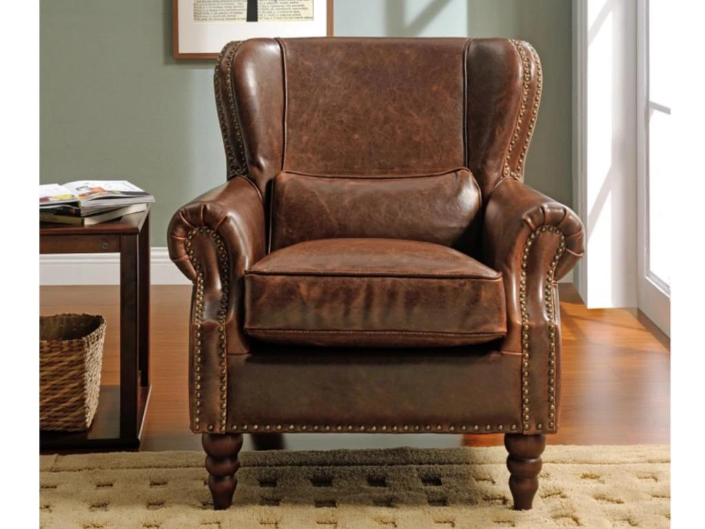 Fauteuil 100% Cuir EDOUARD - Marron 3 Fauteuil 100% Cuir EDOUARD - Marron