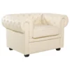 Fauteuil En Cuir Beige Crème CHESTERFIELD -Promos Fauteora Magasin fauteuil 16192813