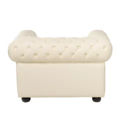 Fauteuil En Cuir Beige Crème CHESTERFIELD -Promos Fauteora Magasin fauteuil 16192821