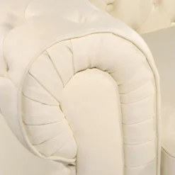 Fauteuil En Cuir Beige Crème CHESTERFIELD -Promos Fauteora Magasin fauteuil 16192827