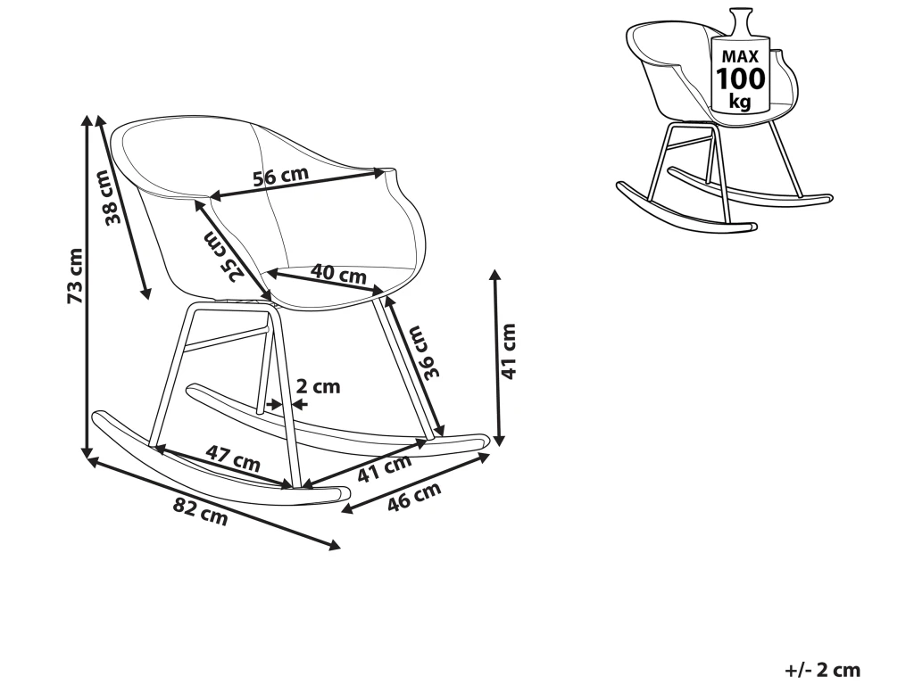 Chaise à Bascule Grise HARMONY 5 Chaise à Bascule Grise HARMONY – Image 3