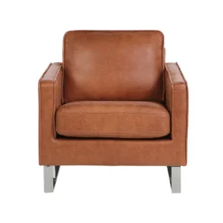 Fauteuil En Cuir PU Marron Doré VIND -Promos Fauteora Magasin fauteuil 16216449