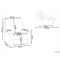 Fauteuil électrique Inclinable En Velours Beige Avec LED Et Port USB BERGEN -Promos Fauteora Magasin fauteuil 16426257