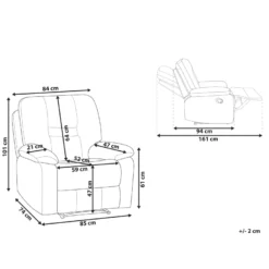 Fauteuil électrique Inclinable En Velours Beige Avec LED Et Port USB BERGEN -Promos Fauteora Magasin fauteuil 16426259