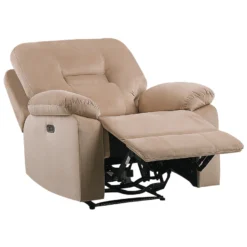 Fauteuil électrique Inclinable En Velours Beige Avec LED Et Port USB BERGEN -Promos Fauteora Magasin fauteuil 16426267
