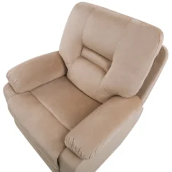 Fauteuil électrique Inclinable En Velours Beige Avec LED Et Port USB BERGEN -Promos Fauteora Magasin fauteuil 16426269