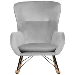 Chaise à Bascule En Velours Gris Clair ELLAN -Promos Fauteora Magasin fauteuil 16682001