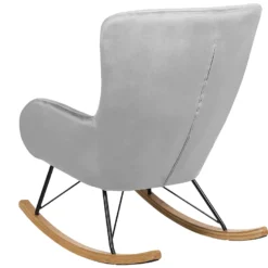 Chaise à Bascule En Velours Gris Clair ELLAN -Promos Fauteora Magasin fauteuil 16682003