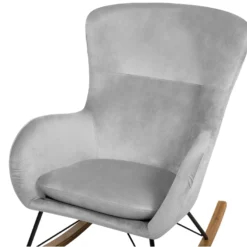 Chaise à Bascule En Velours Gris Clair ELLAN -Promos Fauteora Magasin fauteuil 16682005