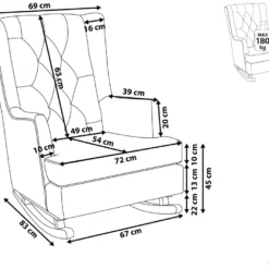 Fauteuil à Bascule En Tissu Gris TRONDHEIM II -Promos Fauteora Magasin fauteuil 16682161