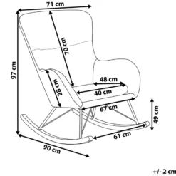 Chaise à Bascule En Velours Bleu Azur ELLAN -Promos Fauteora Magasin fauteuil 16682313
