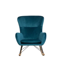 Chaise à Bascule En Velours Bleu Azur ELLAN -Promos Fauteora Magasin fauteuil 16682315