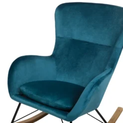 Chaise à Bascule En Velours Bleu Azur ELLAN -Promos Fauteora Magasin fauteuil 16682319