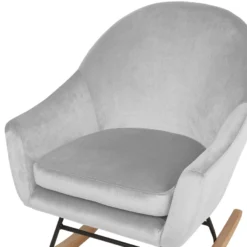 Fauteuil à Bascule En Velours Gris Clair OXIE -Promos Fauteora Magasin fauteuil 16682557