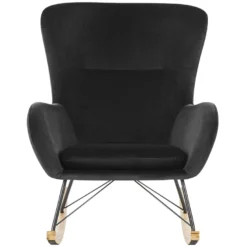 Chaise à Bascule En Velours Noir ELLAN -Promos Fauteora Magasin fauteuil 16682887