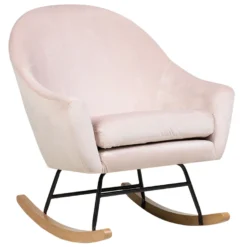 Fauteuil à Bascule En Velours Rose OXIE