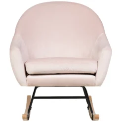 Fauteuil à Bascule En Velours Rose OXIE -Promos Fauteora Magasin fauteuil 16682919