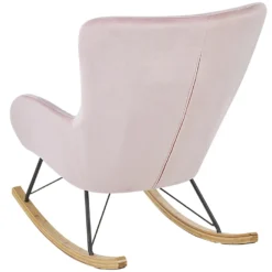 Chaise à Bascule En Velours Rose ELLAN -Promos Fauteora Magasin fauteuil 16683033
