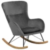 Chaise à Bascule En Velours Gris Foncé ELLAN -Promos Fauteora Magasin fauteuil 16683219