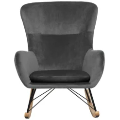 Chaise à Bascule En Velours Gris Foncé ELLAN -Promos Fauteora Magasin fauteuil 16683225