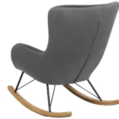 Chaise à Bascule En Velours Gris Foncé ELLAN -Promos Fauteora Magasin fauteuil 16683227