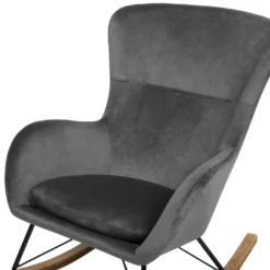 Chaise à Bascule En Velours Gris Foncé ELLAN -Promos Fauteora Magasin fauteuil 16683229