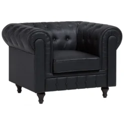 Fauteuil En Tissu Noir CHESTERFIELD Big