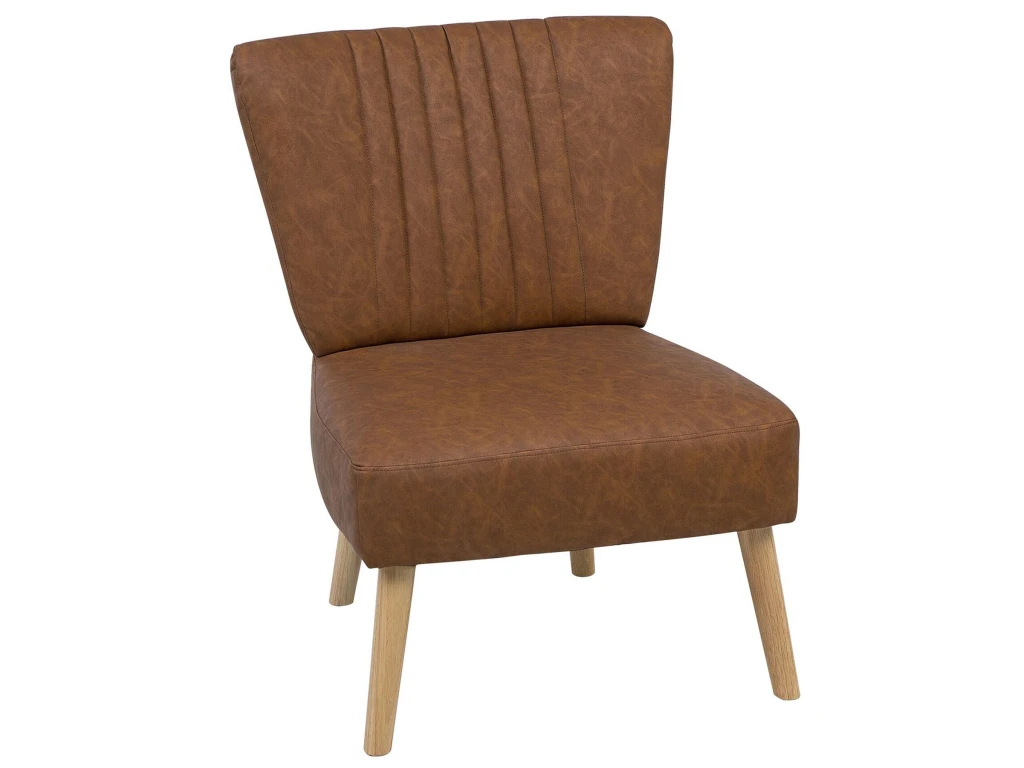 Fauteuil En Cuir PU Marron VAASA 3 Fauteuil En Cuir PU Marron VAASA