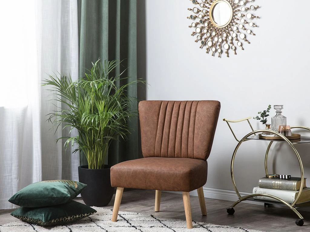 Fauteuil En Cuir PU Marron VAASA 4 Fauteuil En Cuir PU Marron VAASA – Image 2