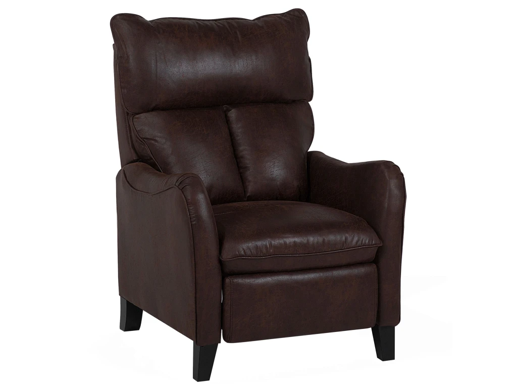 Fauteuil Inclinable En Tissu Marron ROYSTON 3 Fauteuil Inclinable En Tissu Marron ROYSTON