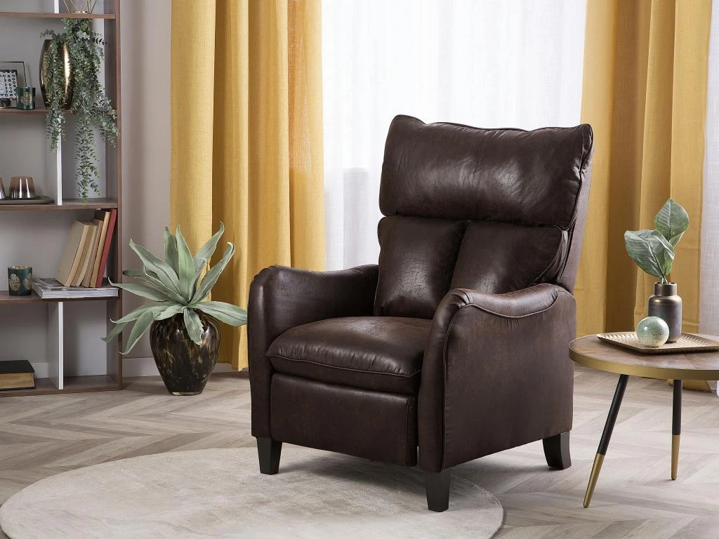 Fauteuil Inclinable En Tissu Marron ROYSTON 4 Fauteuil Inclinable En Tissu Marron ROYSTON – Image 2