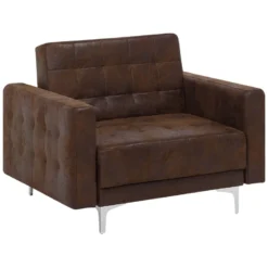 Fauteuil En Cuir PU Marron ABERDEEN
