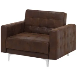 Fauteuil En Cuir PU Marron ABERDEEN -Promos Fauteora Magasin fauteuil 17475531