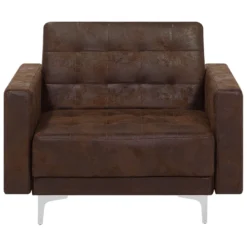Fauteuil En Cuir PU Marron ABERDEEN -Promos Fauteora Magasin fauteuil 17475537