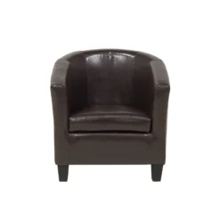 Fauteuil Club En Cuir PU Marron BORWICK -Promos Fauteora Magasin fauteuil 17584695