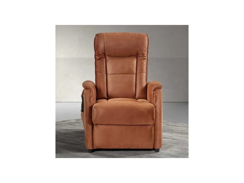 Fauteuil Relax électrique Releveur Microfibre Cognac - VENIO 3 Fauteuil Relax électrique Releveur Microfibre Cognac - VENIO