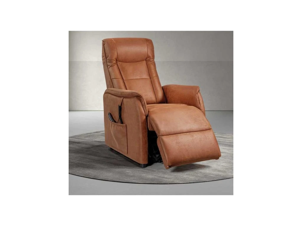 Fauteuil Relax électrique Releveur Microfibre Cognac - VENIO 4 Fauteuil Relax électrique Releveur Microfibre Cognac - VENIO – Image 2