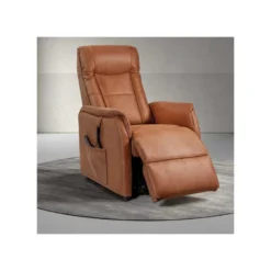 Fauteuil Relax électrique Releveur Microfibre Cognac - VENIO 10 Fauteuil Relax électrique Releveur Microfibre Cognac - VENIO -Promos Fauteora Magasin fauteuil 17627287