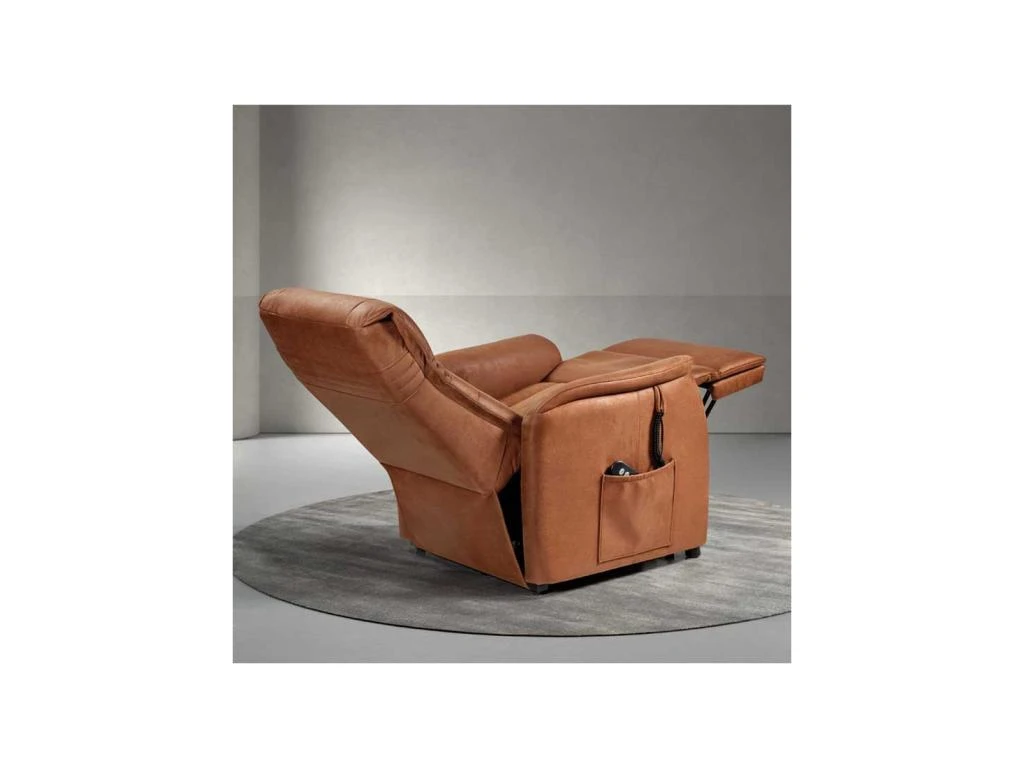 Fauteuil Relax électrique Releveur Microfibre Cognac - VENIO 6 Fauteuil Relax électrique Releveur Microfibre Cognac - VENIO – Image 4