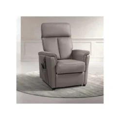 Fauteuil Relax électrique Releveur Cuir Taupe - SAYA -Promos Fauteora Magasin fauteuil 17627321