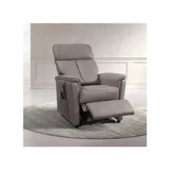 Fauteuil Relax électrique Releveur Cuir Taupe - SAYA -Promos Fauteora Magasin fauteuil 17627323