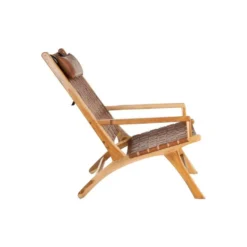 Fauteuil Teck/Cuir Tressé Cognac Avec Coussin - ESSAOUIRA 10 Fauteuil Teck/Cuir Tressé Cognac Avec Coussin - ESSAOUIRA -Promos Fauteora Magasin fauteuil 17628555