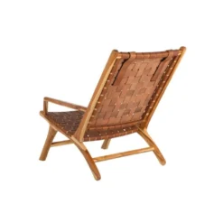 Fauteuil Teck/Cuir Tressé Cognac Avec Coussin - ESSAOUIRA 11 Fauteuil Teck/Cuir Tressé Cognac Avec Coussin - ESSAOUIRA -Promos Fauteora Magasin fauteuil 17628557