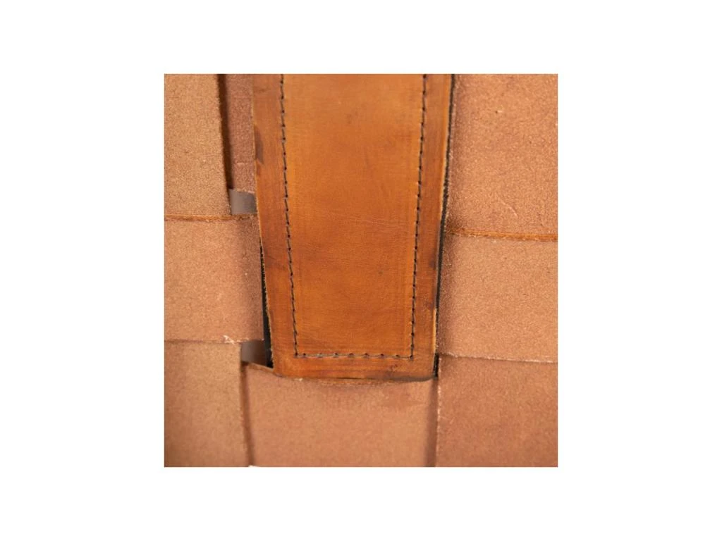 Fauteuil Teck/Cuir Tressé Cognac Avec Coussin - ESSAOUIRA 8 Fauteuil Teck/Cuir Tressé Cognac Avec Coussin - ESSAOUIRA – Image 6