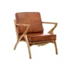 Fauteuil Teck Et Coussins Cuir Cognac - ESSAOUIRA N°1 -Promos Fauteora Magasin fauteuil 17628707