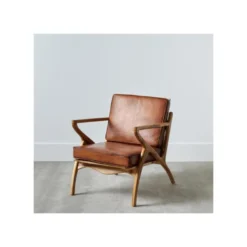 Fauteuil Teck Et Coussins Cuir Cognac - ESSAOUIRA N°1 -Promos Fauteora Magasin fauteuil 17628709
