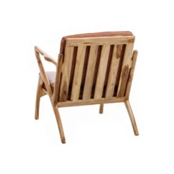 Fauteuil Teck Et Coussins Cuir Cognac - ESSAOUIRA N°1 -Promos Fauteora Magasin fauteuil 17628713