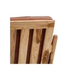 Fauteuil Teck Et Coussins Cuir Cognac - ESSAOUIRA N°1 -Promos Fauteora Magasin fauteuil 17628715