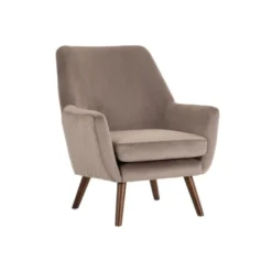 Fauteuil VeloursTaupe/Bois - SEKI