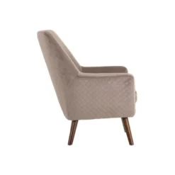 Fauteuil VeloursTaupe/Bois - SEKI -Promos Fauteora Magasin fauteuil 17628771